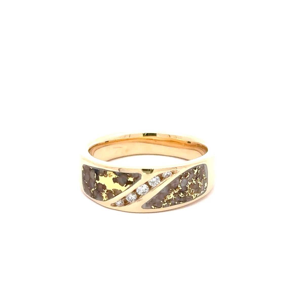 14k Yellow Gold Ring with Gold Quartz and Diamonds