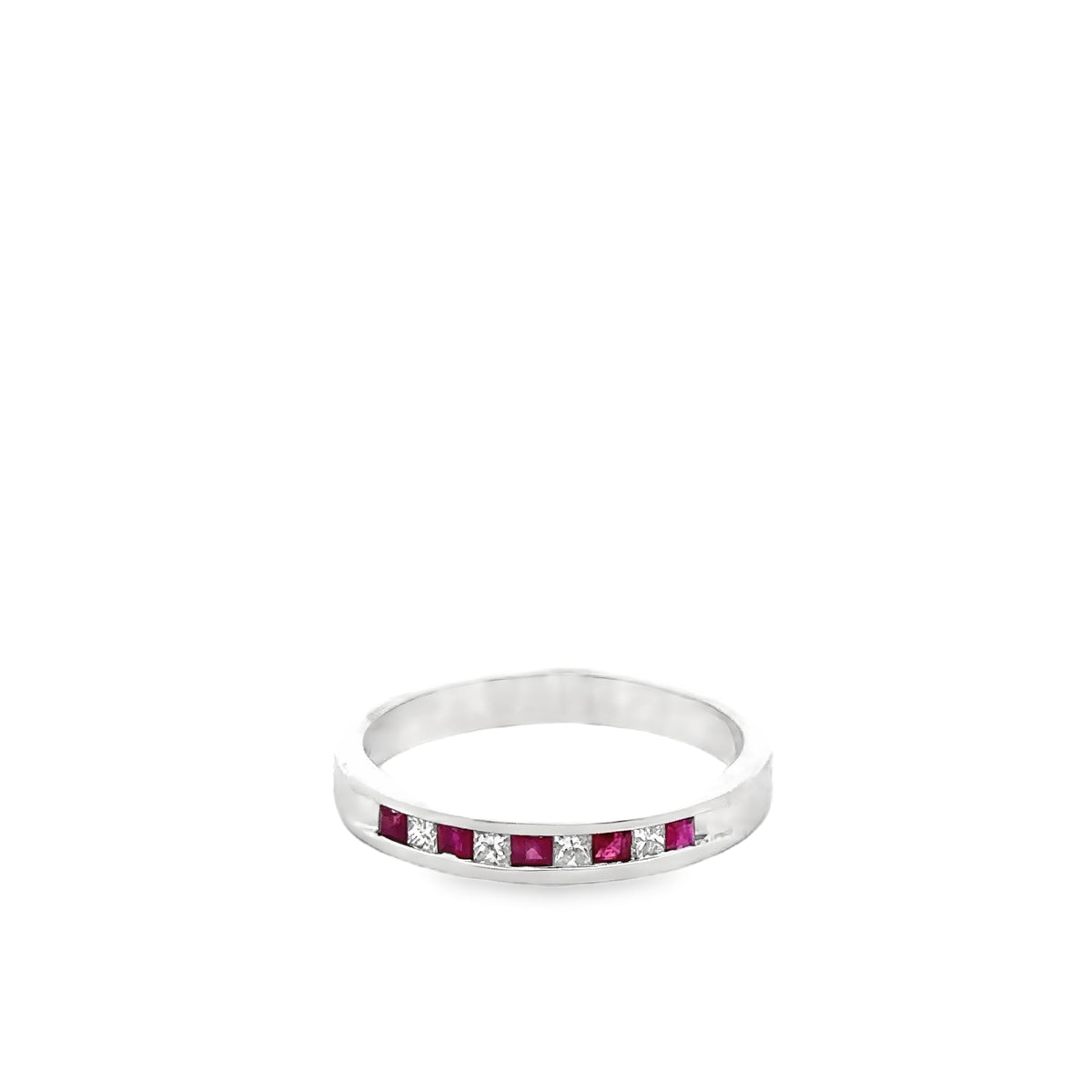14k White Gold Ruby and Diamond Ring