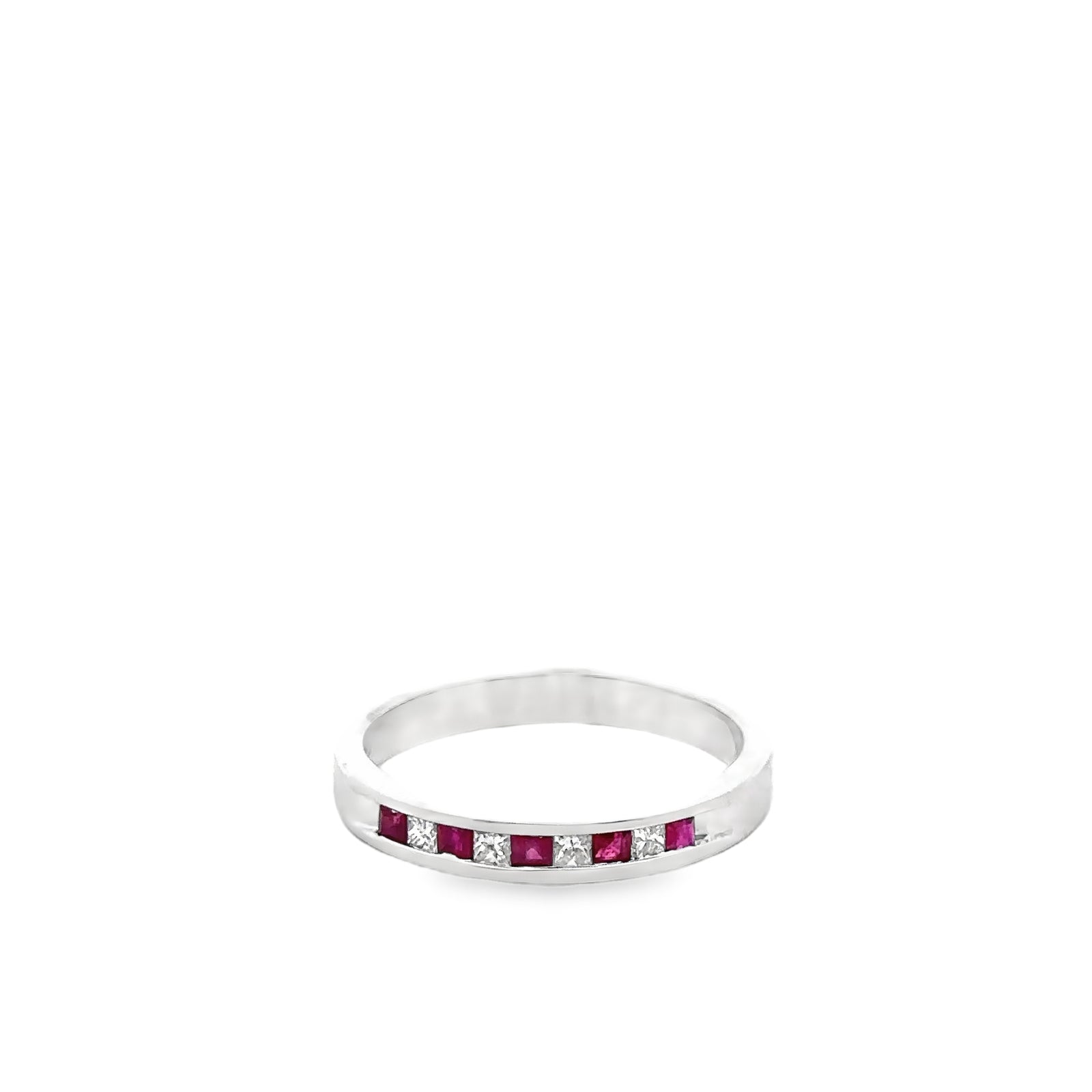 14k White Gold Ruby and Diamond Ring