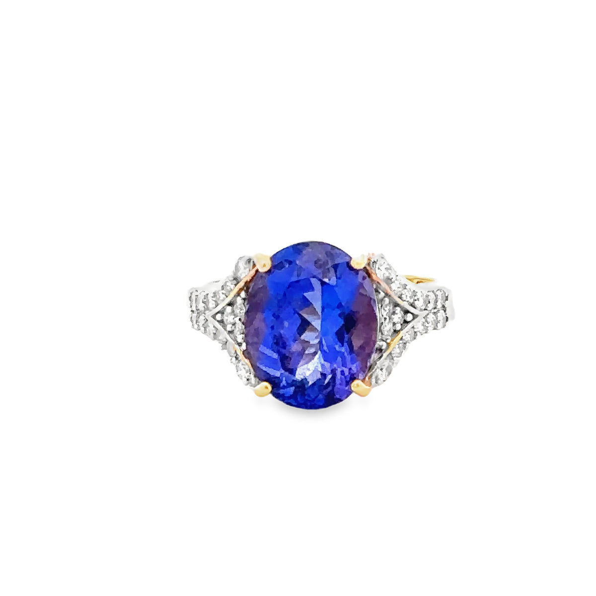 14k Yellow Gold Tanzanite and Diamond Ring