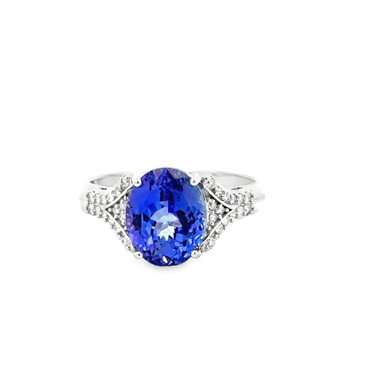 14k White Gold Tanzanite and Diamond Ring