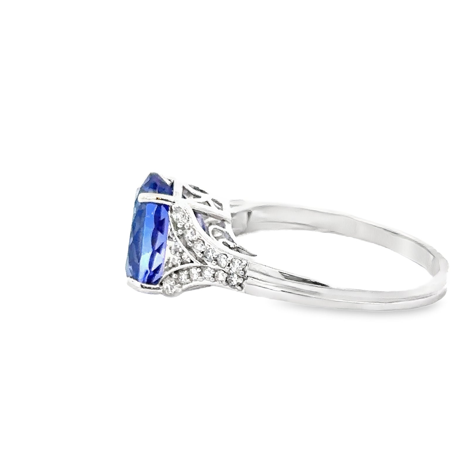 14k White Gold Tanzanite and Diamond Ring