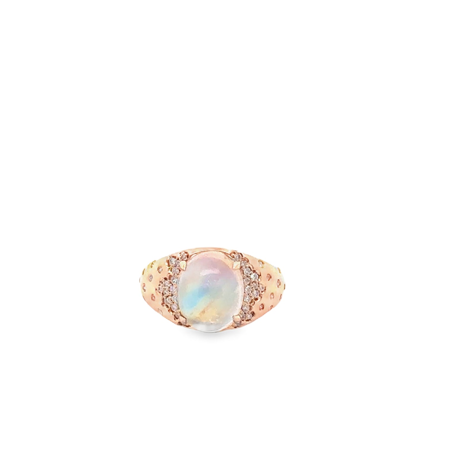 18k Yellow Gold Moonstone and Diamond Ring