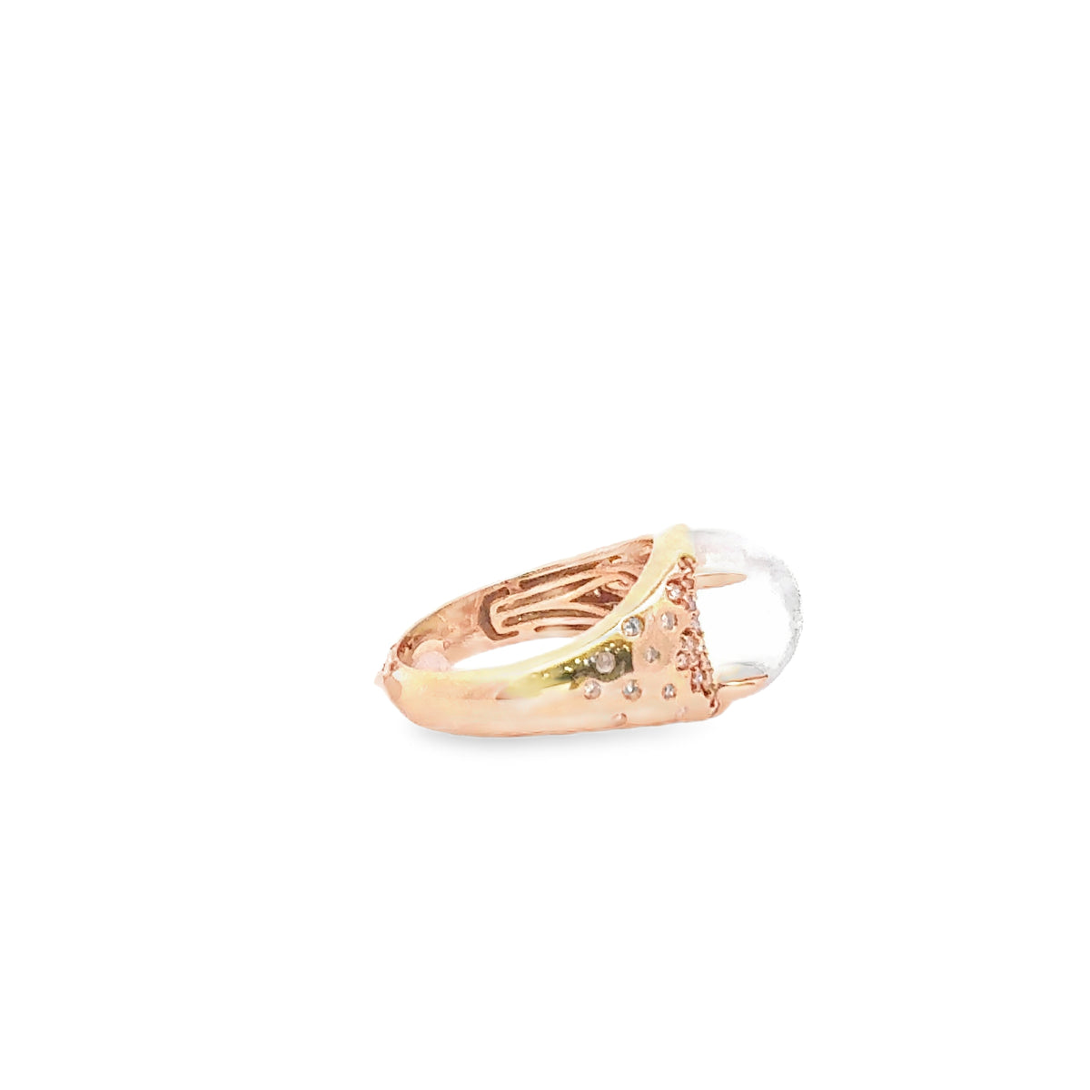 18k Yellow Gold Moonstone and Diamond Ring
