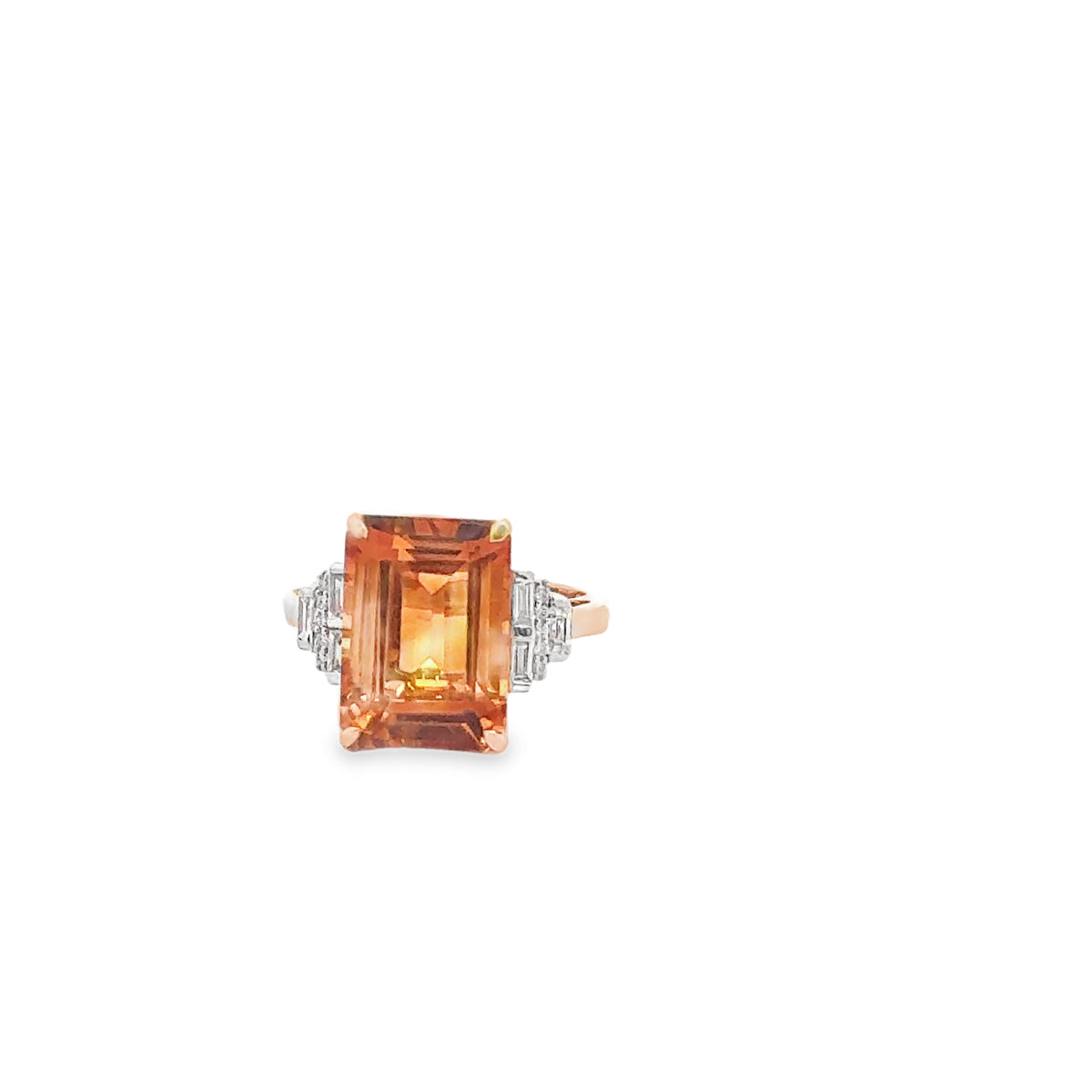 14k Yellow Gold Citrine and Diamond Ring