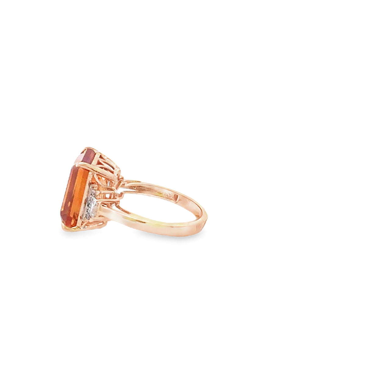 14k Yellow Gold Citrine and Diamond Ring