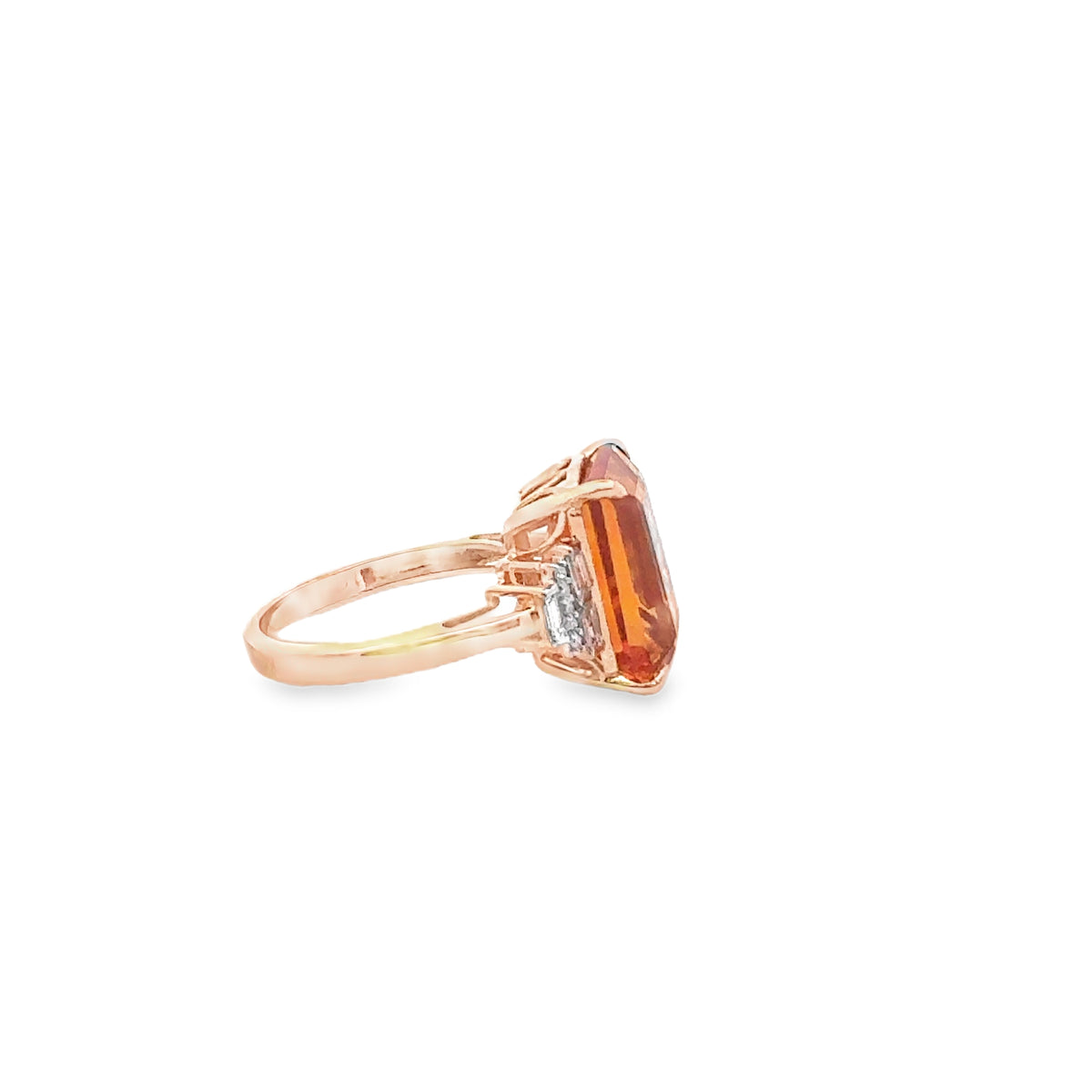 14k Yellow Gold Citrine and Diamond Ring