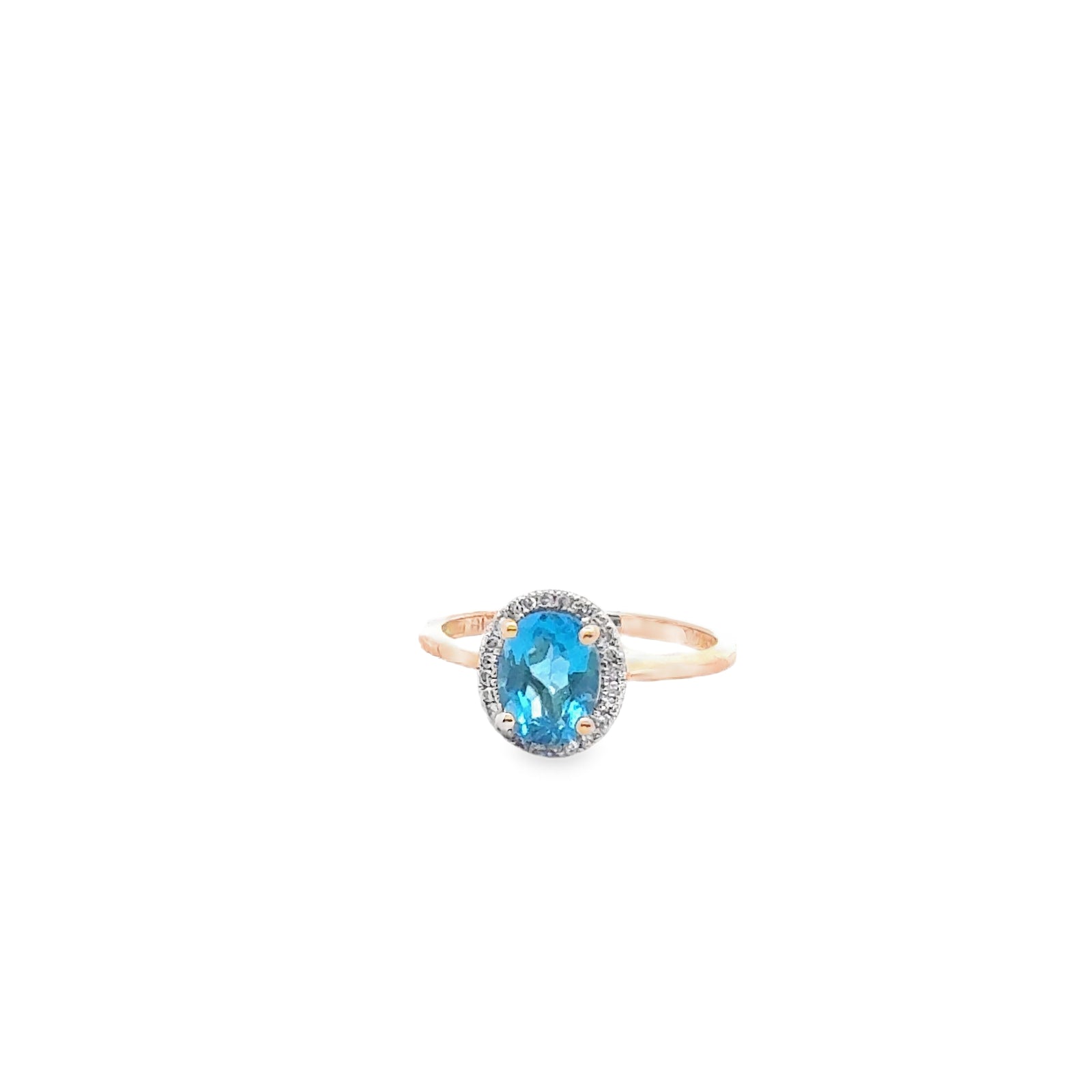 14k Yellow Gold Ring with Blue Topaz and Diamonds