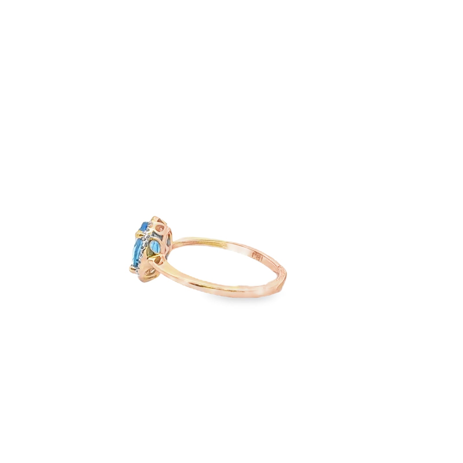14k Yellow Gold Ring with Blue Topaz and Diamonds