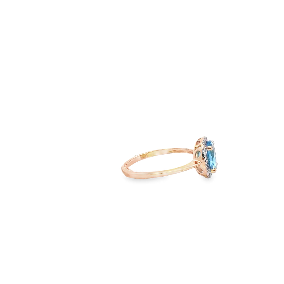 14k Yellow Gold Ring with Blue Topaz and Diamonds