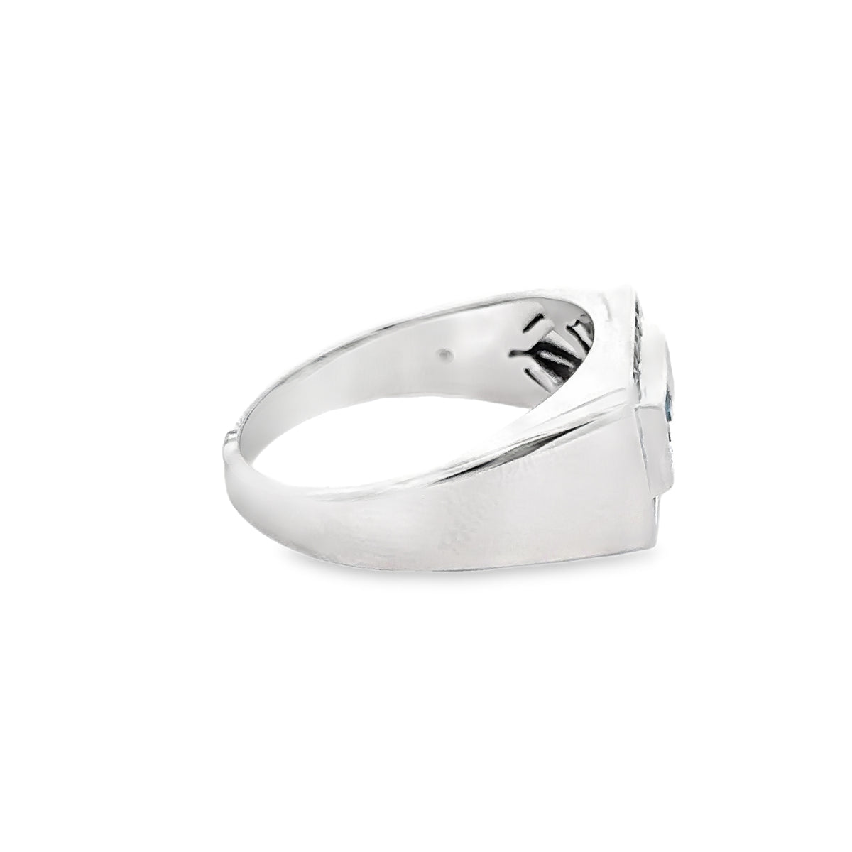 14k White Gold Ring with Blue and White Diamonds