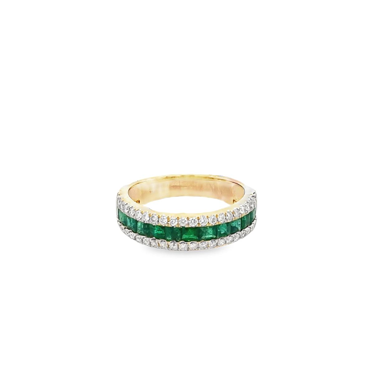14k Yellow Gold Emerald and Diamond Ring
