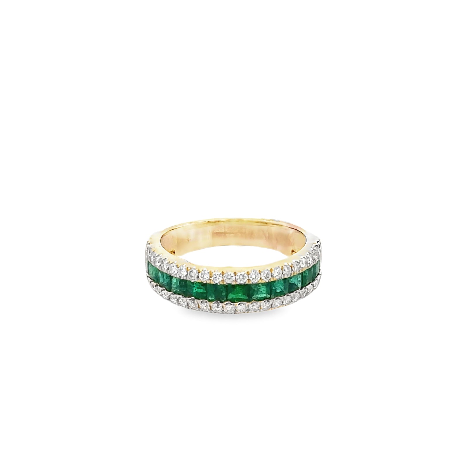 14k Yellow Gold Emerald and Diamond Ring