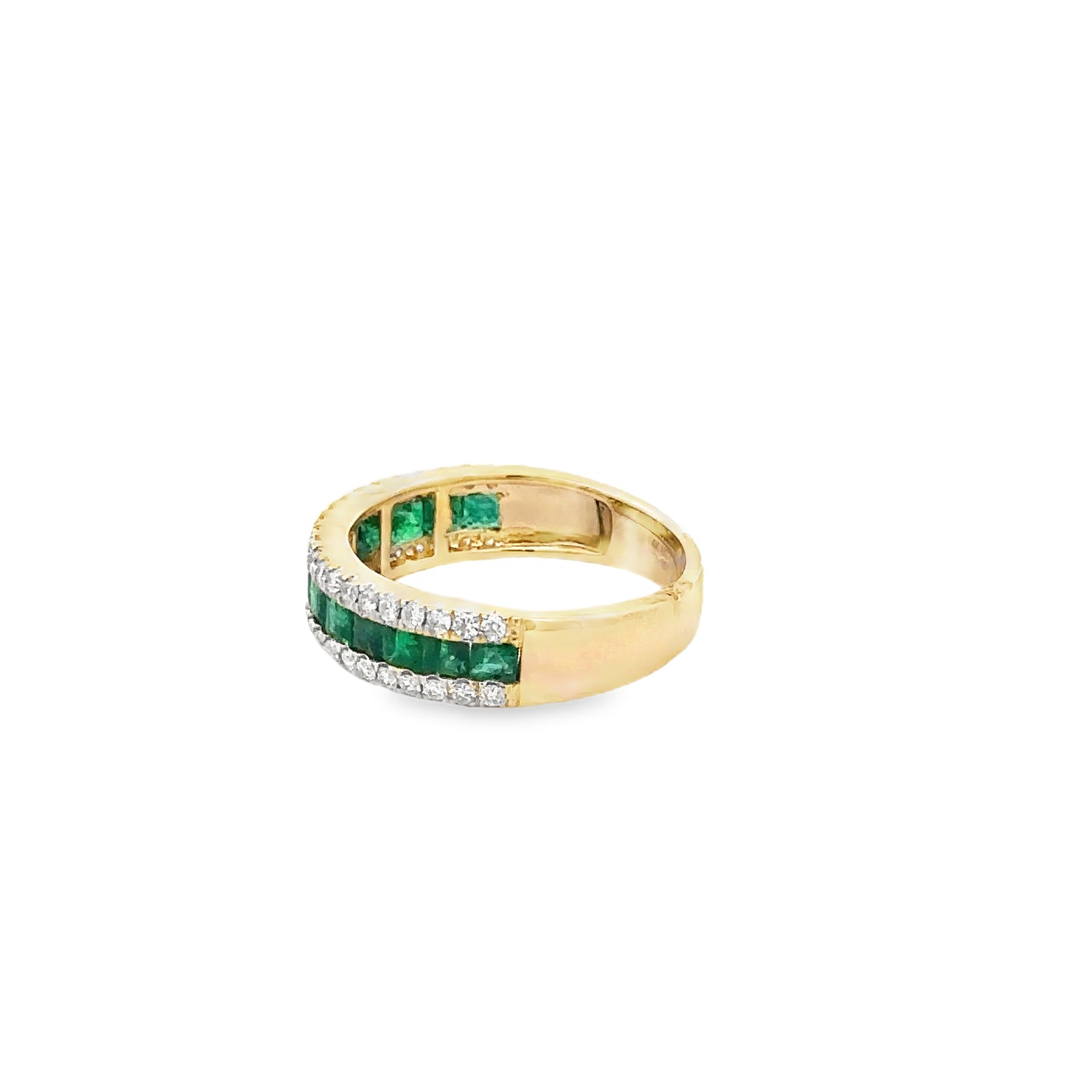 14k Yellow Gold Emerald and Diamond Ring