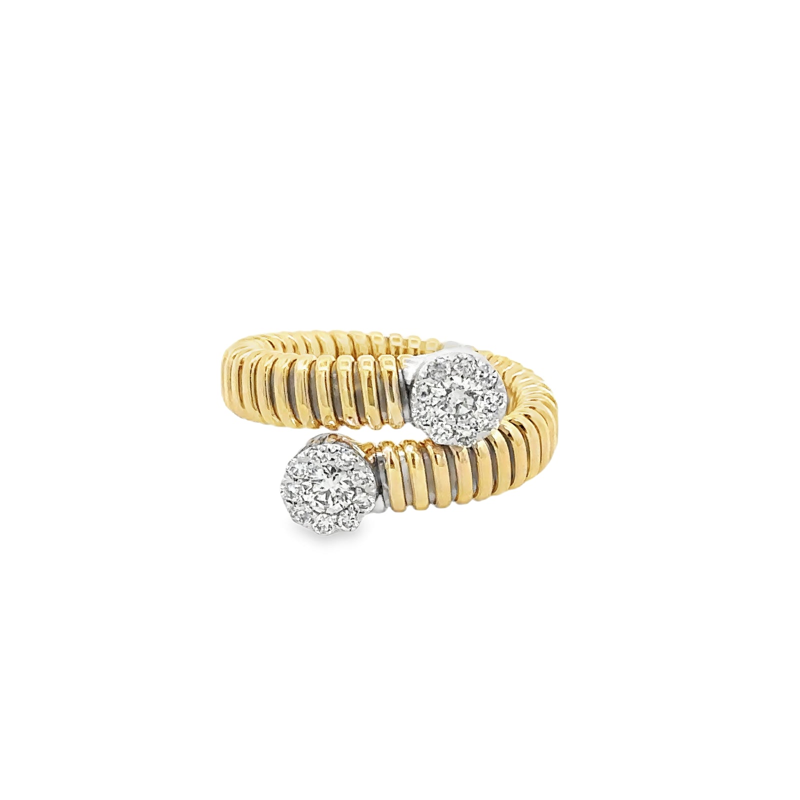 14kYellow and White Gold Ring with Round Cut Diamonds