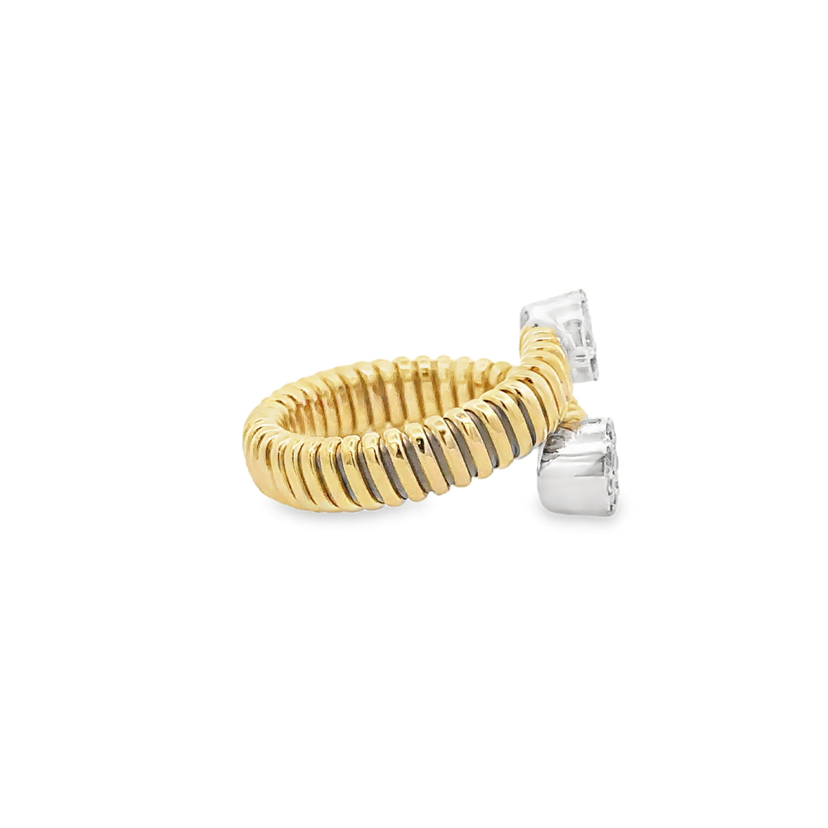 14kYellow and White Gold Ring with Round Cut Diamonds
