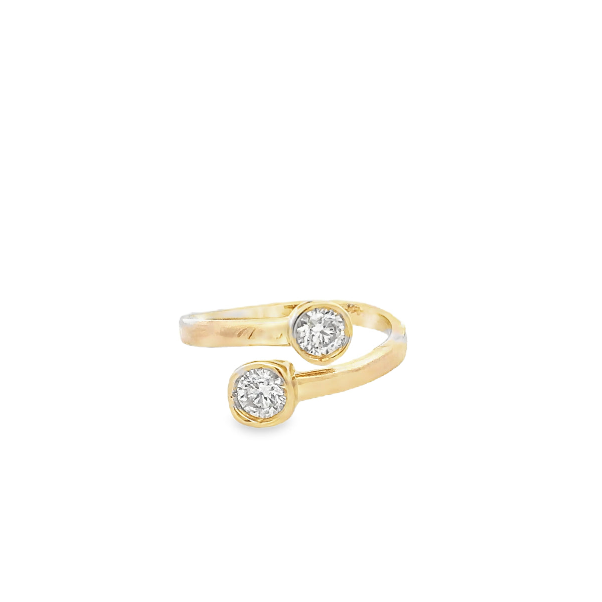 14k Yellow Gold Bypass Ring with Round Brilliant Diamonds