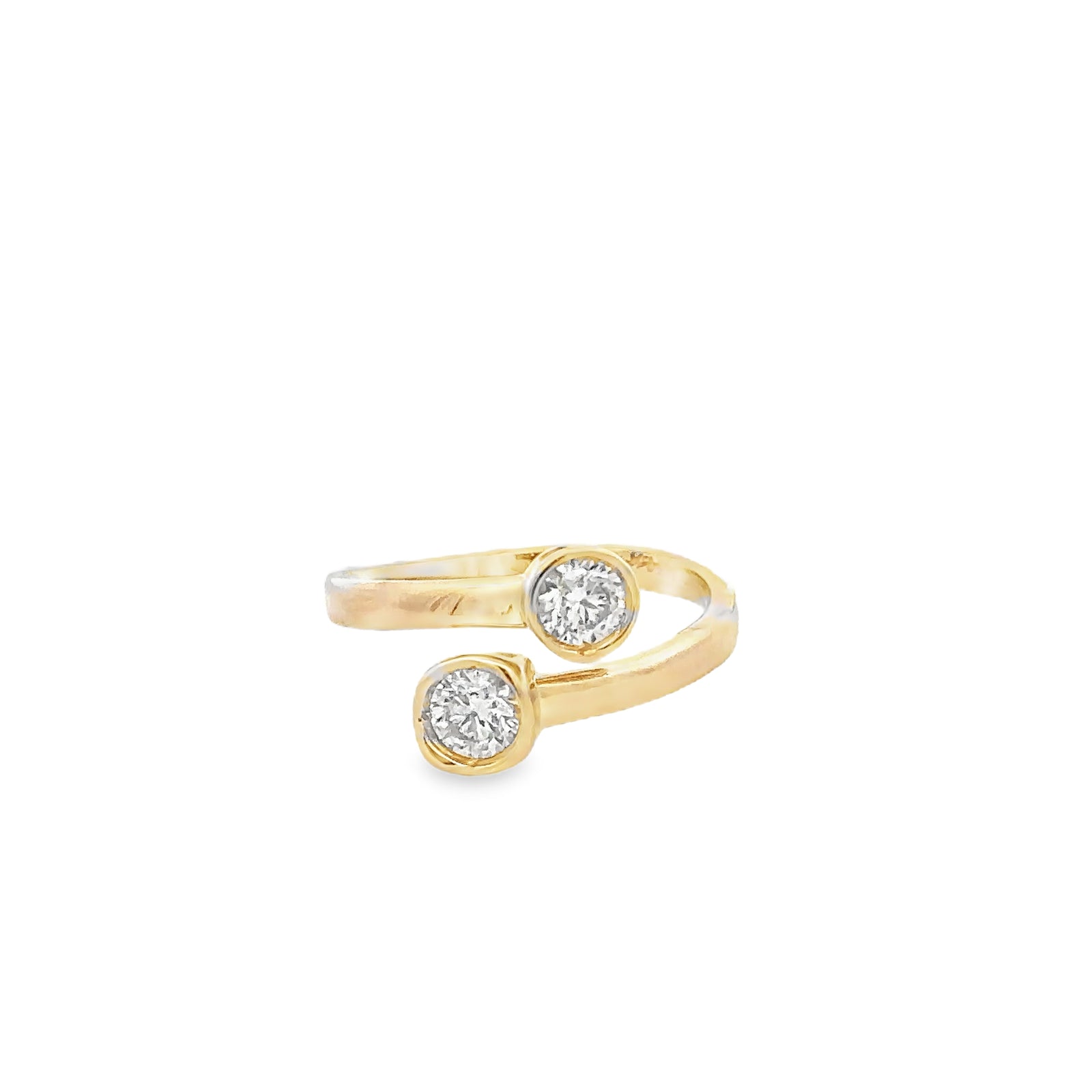 14k Yellow Gold Bypass Ring with Round Brilliant Diamonds