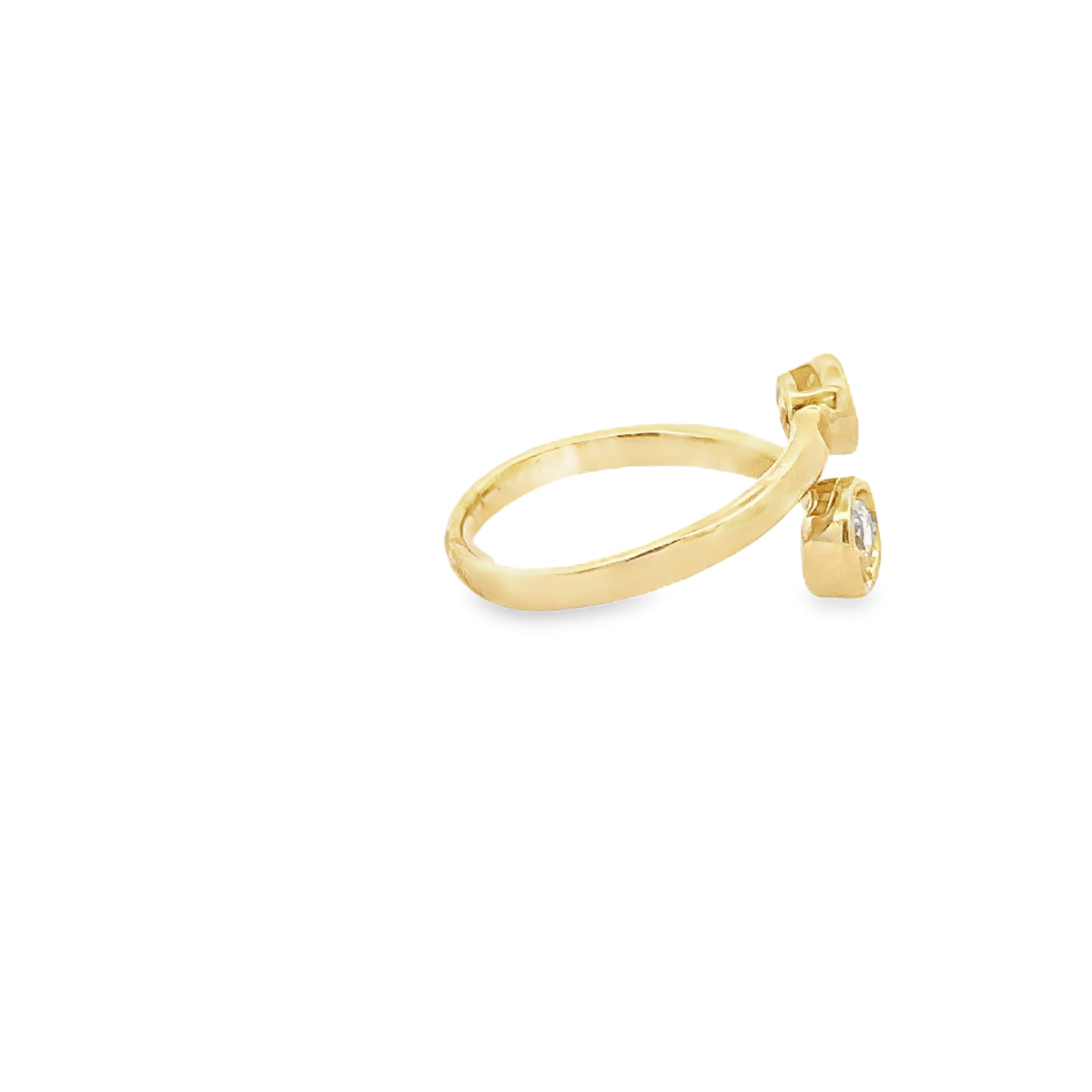 14k Yellow Gold Bypass Ring with Round Brilliant Diamonds