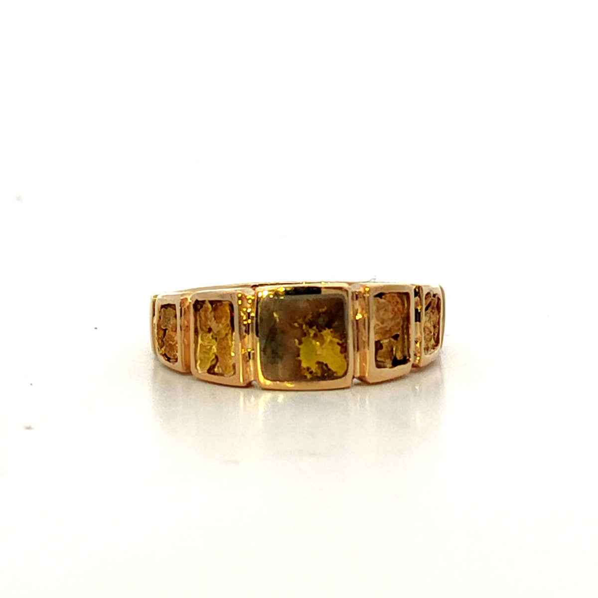 14k Yellow Gold Ring with Gold Quartz and Gold Nuggets