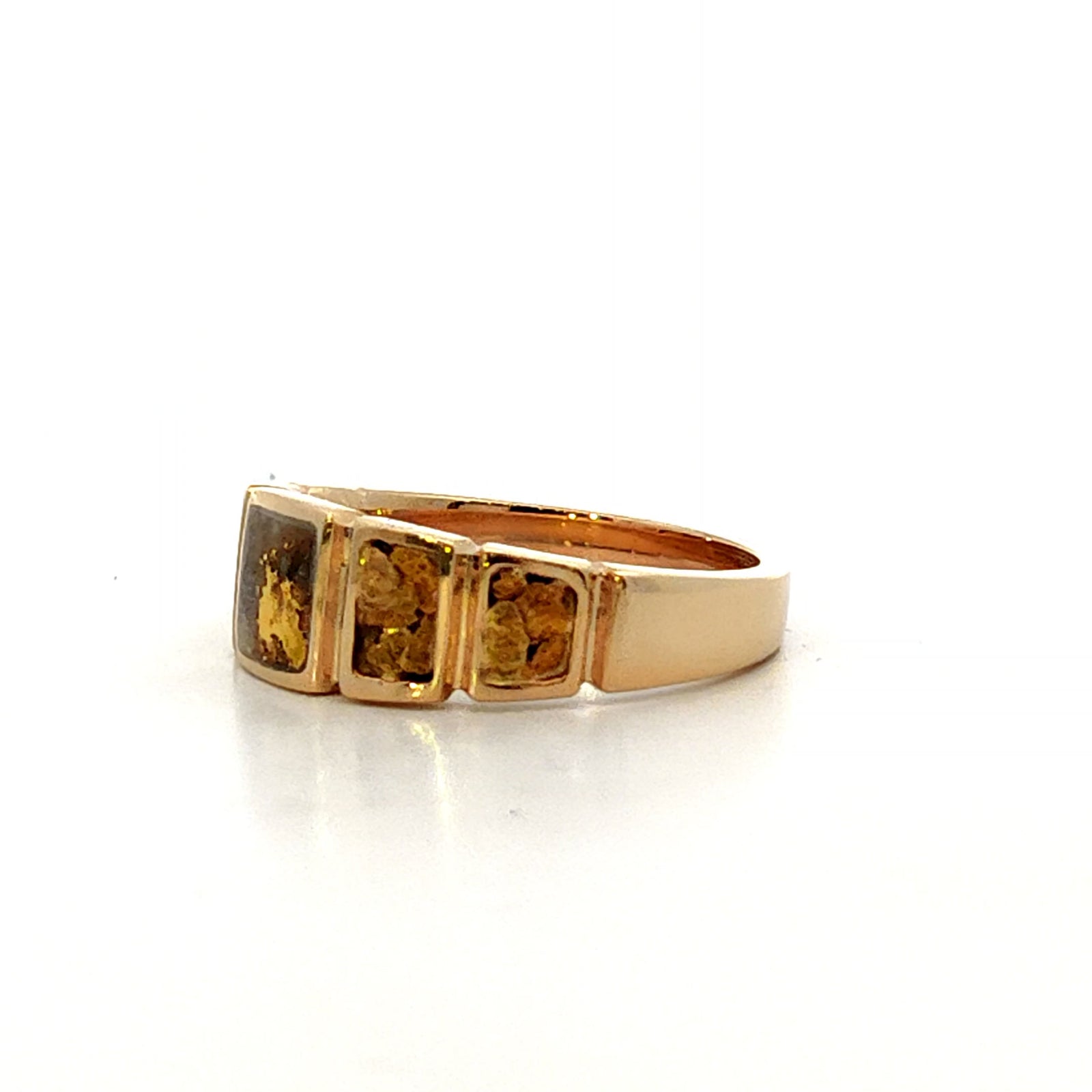 14k Yellow Gold Ring with Gold Quartz and Gold Nuggets