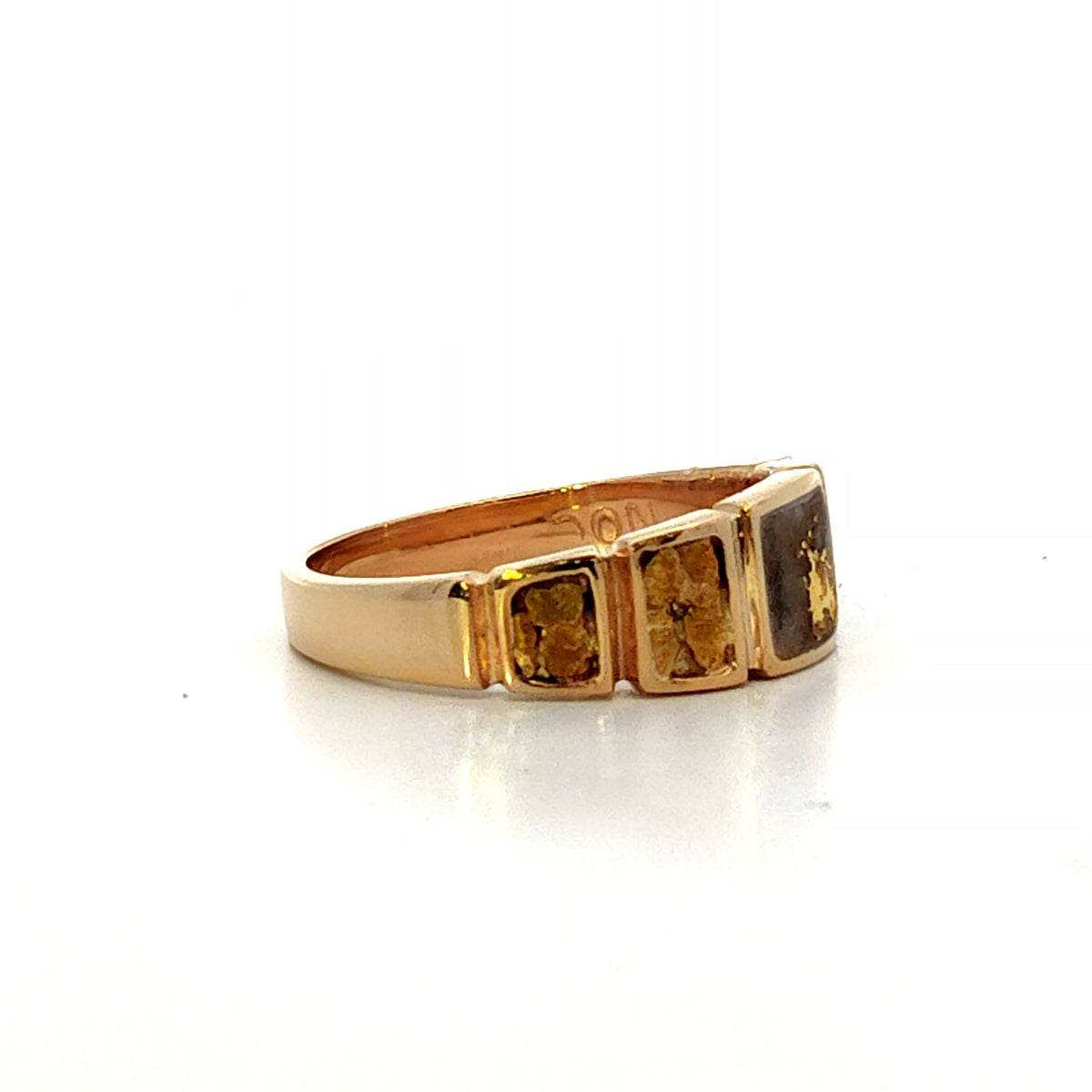 14k Yellow Gold Ring with Gold Quartz and Gold Nuggets