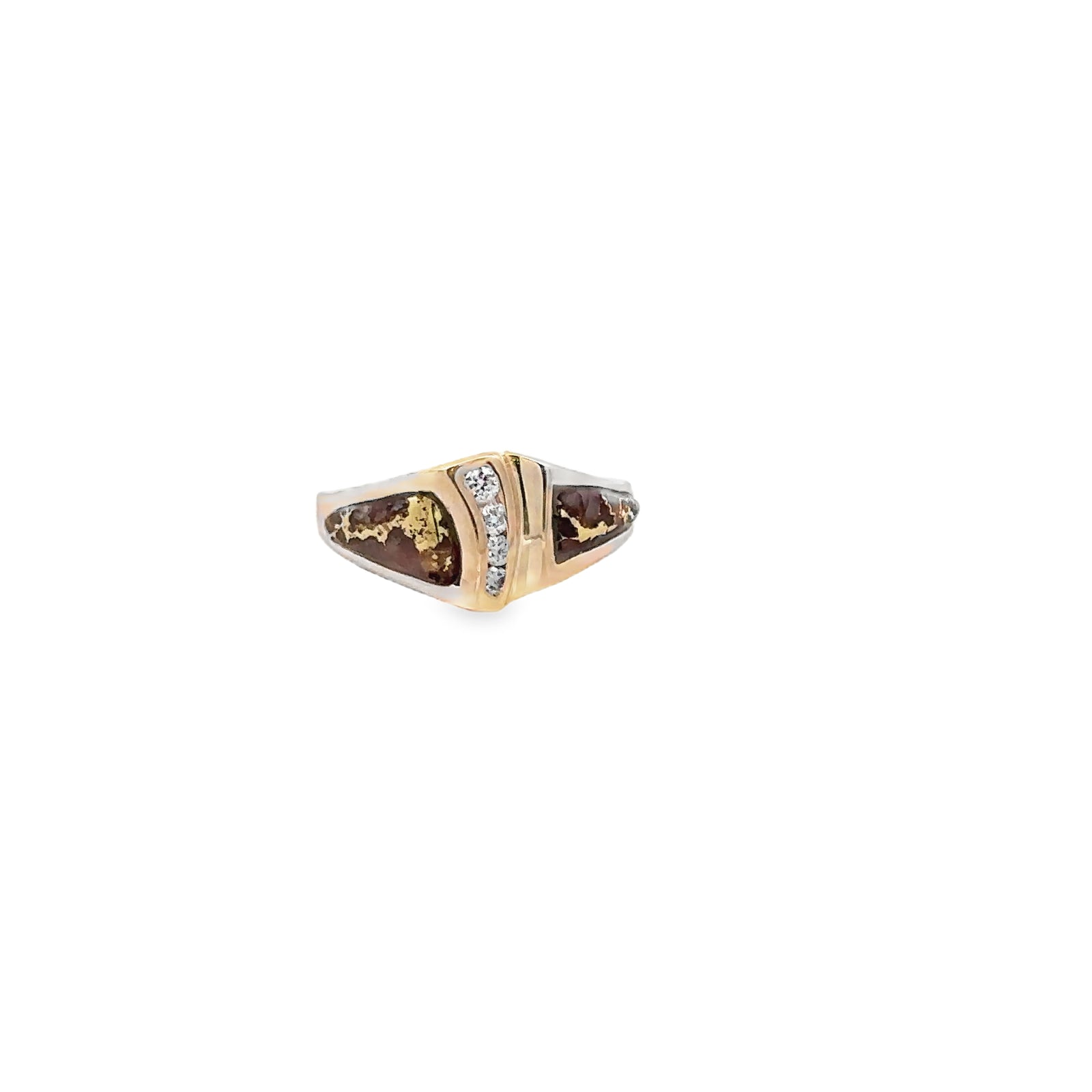 14k Yellow Gold Ring with Gold Quartz and Diamonds