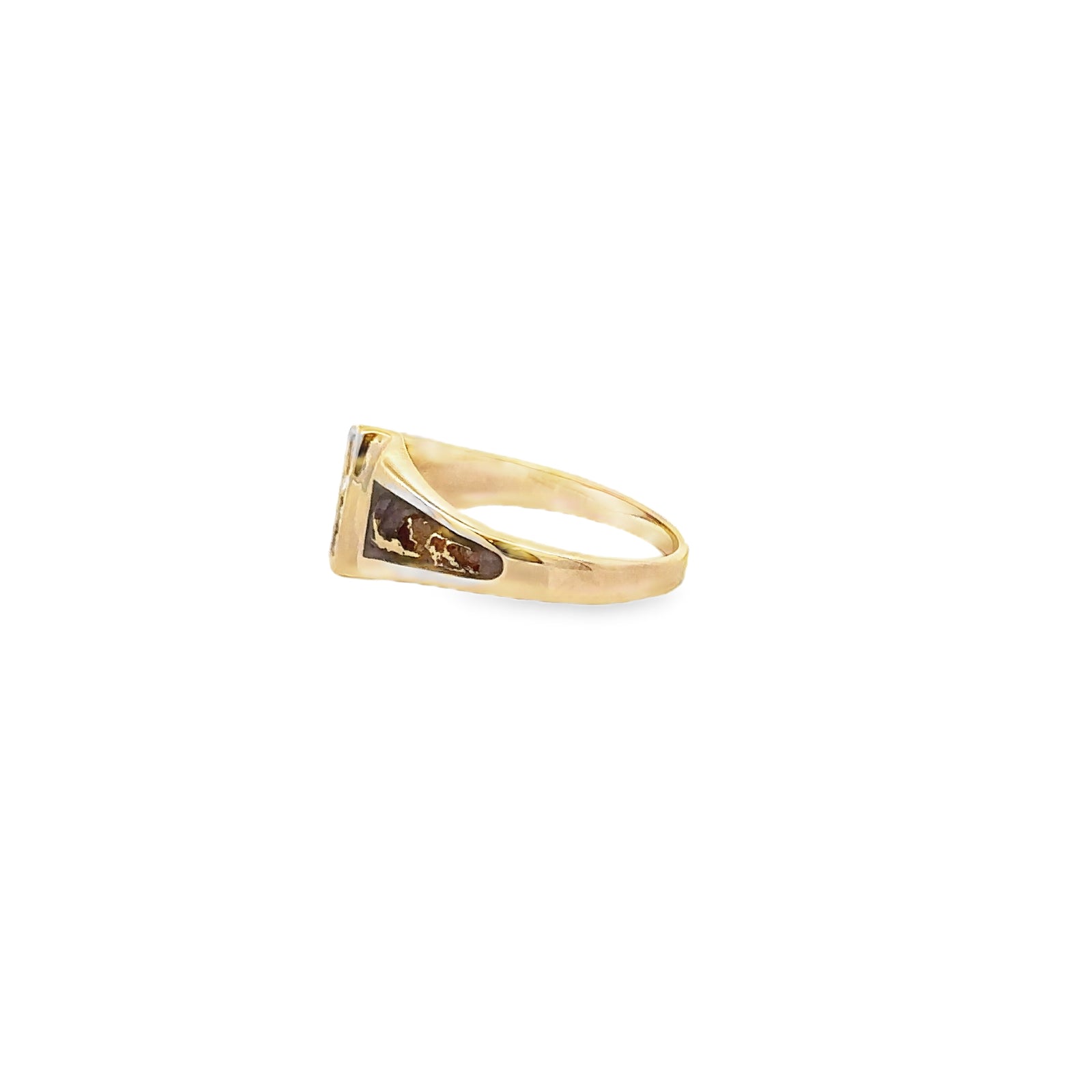 14k Yellow Gold Ring with Gold Quartz and Diamonds