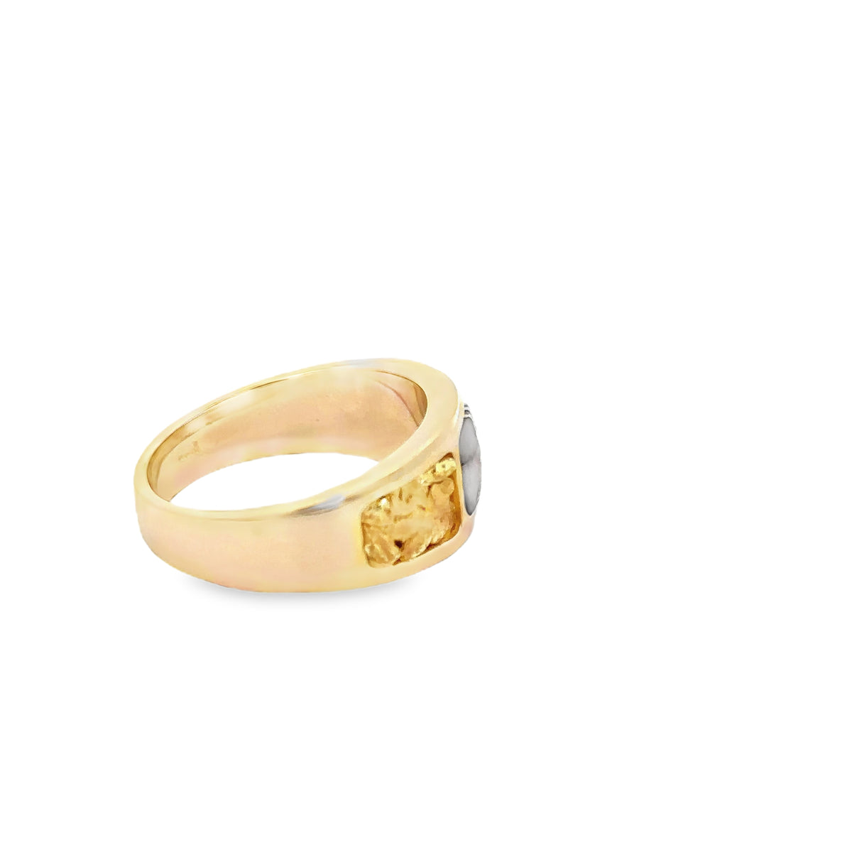14k Yellow Gold Ring with Natural Gold Quartz and Gold Nuggets