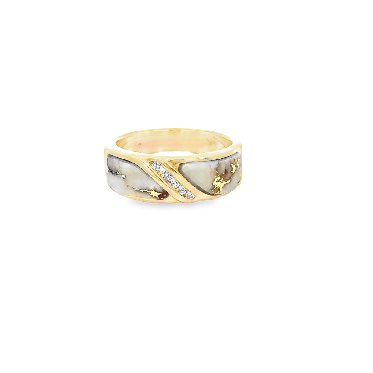 14k Yellow Gold Ring with Gold Quartz and Diamonds