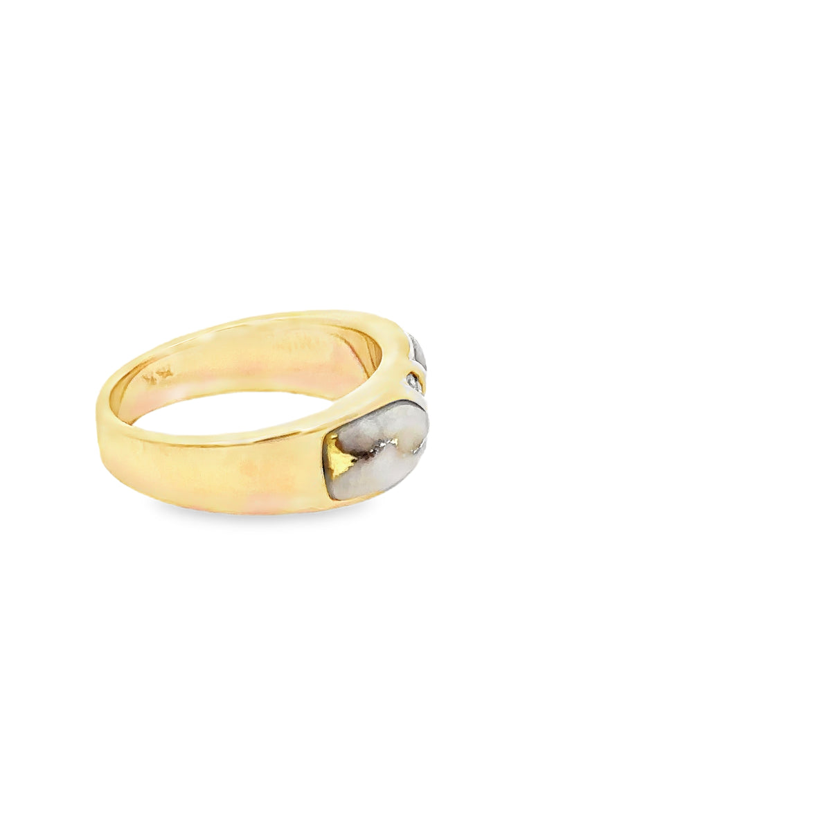 14k Yellow Gold Ring with Gold Quartz and Diamonds