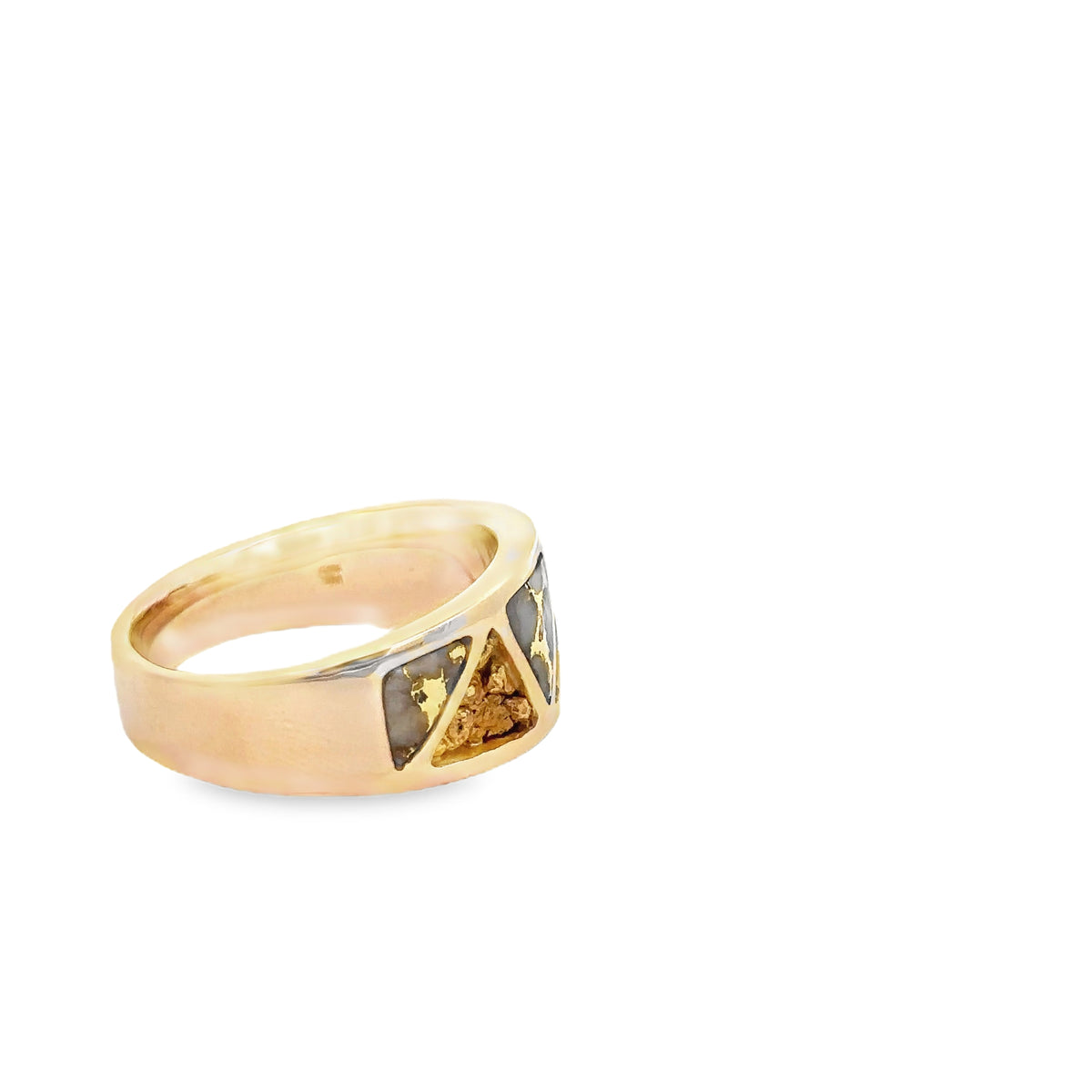 14k Yellow Gold Ring with Gold Quartz Nuggets and Diamonds