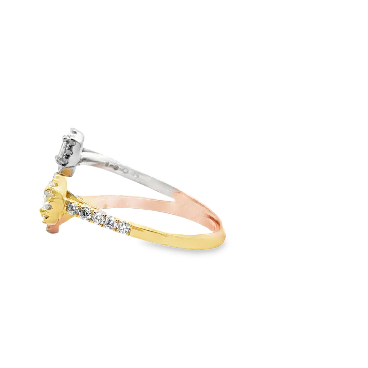14k Tri-Colored Gold Ring with Fancy Cut Diamonds