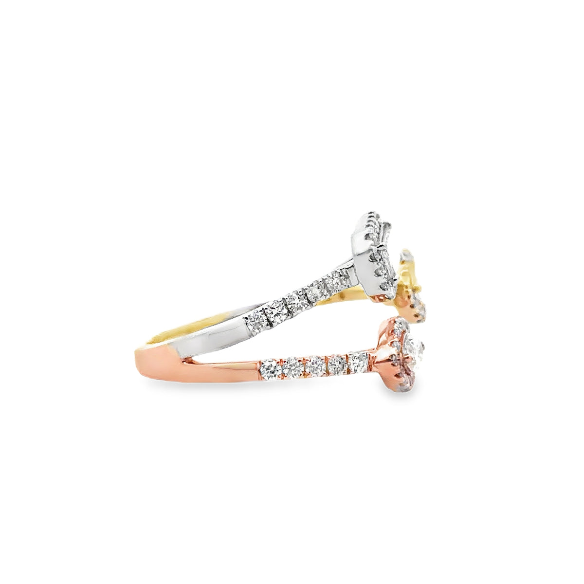 14k Tri-Colored Gold Ring with Fancy Cut Diamonds