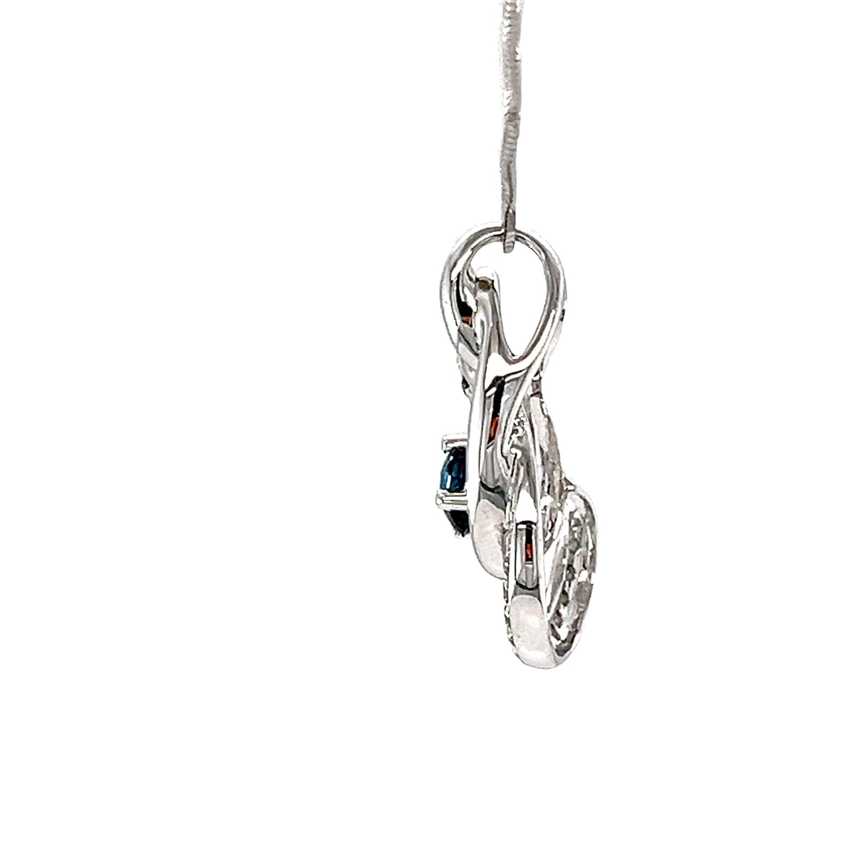 14k White Gold Pendant with Fancy Blue and White Diamonds