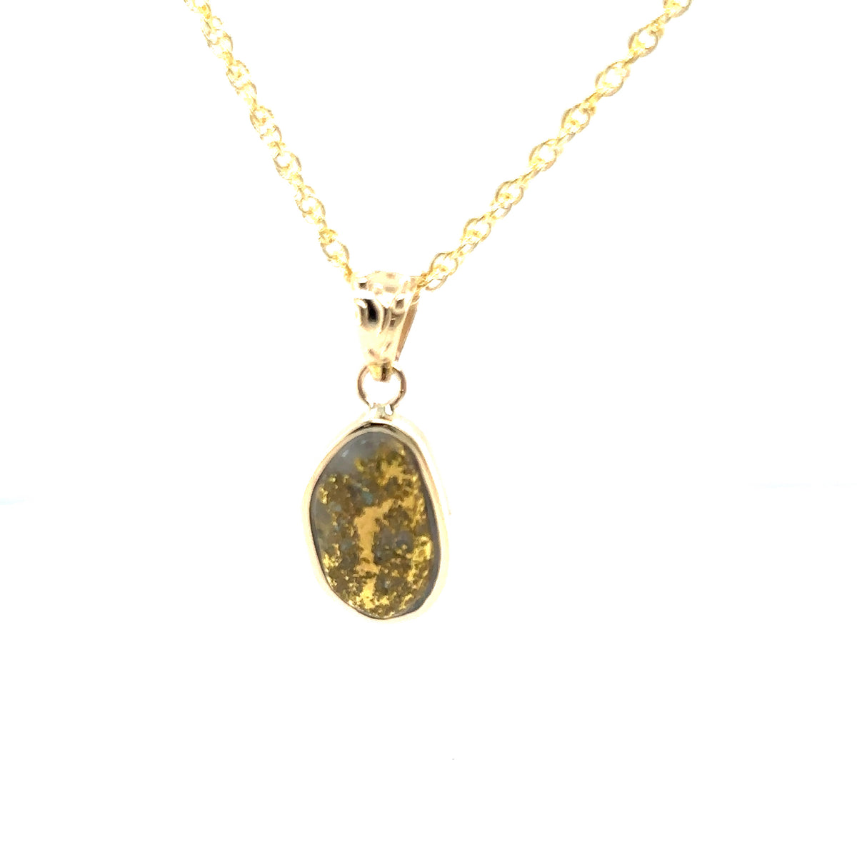 14k Yellow Gold Pendant with Natural Gold Quartz