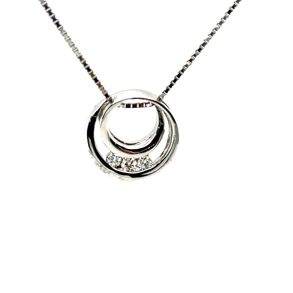 14k White Gold Pendant with Round Cut Diamonds