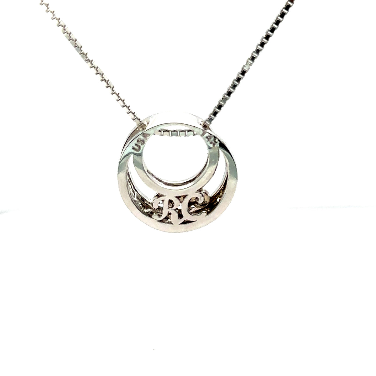 14k White Gold Pendant with Round Cut Diamonds