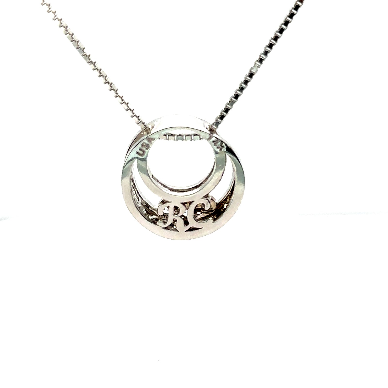 14k White Gold Pendant with Round Cut Diamonds