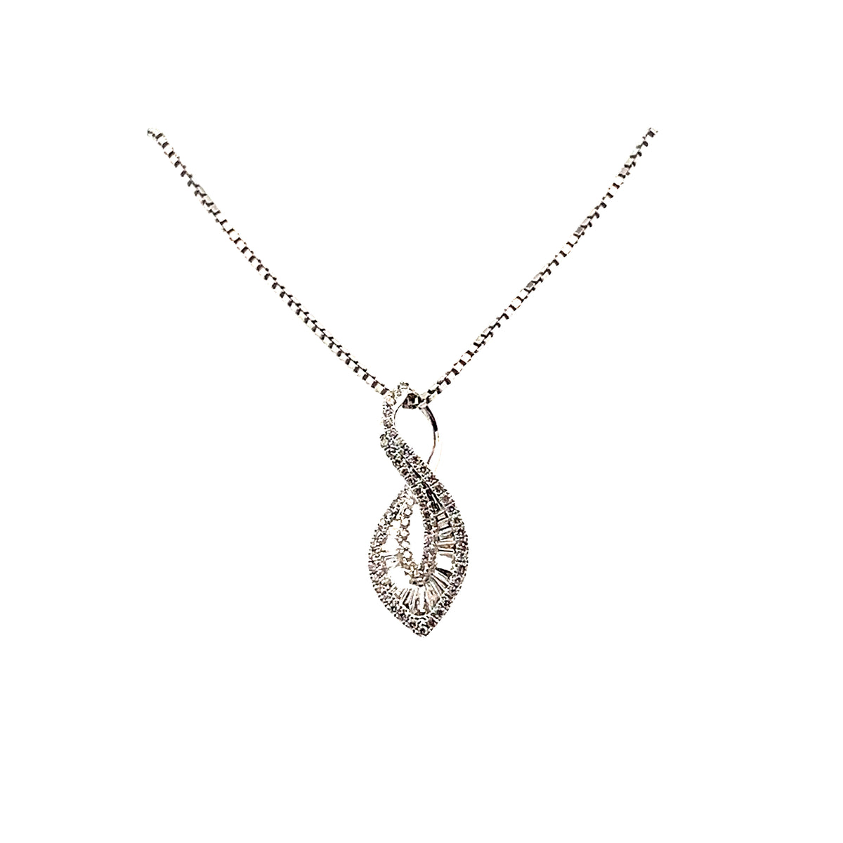 Elegant Shaped Diamond Pendant in 14k White Gold