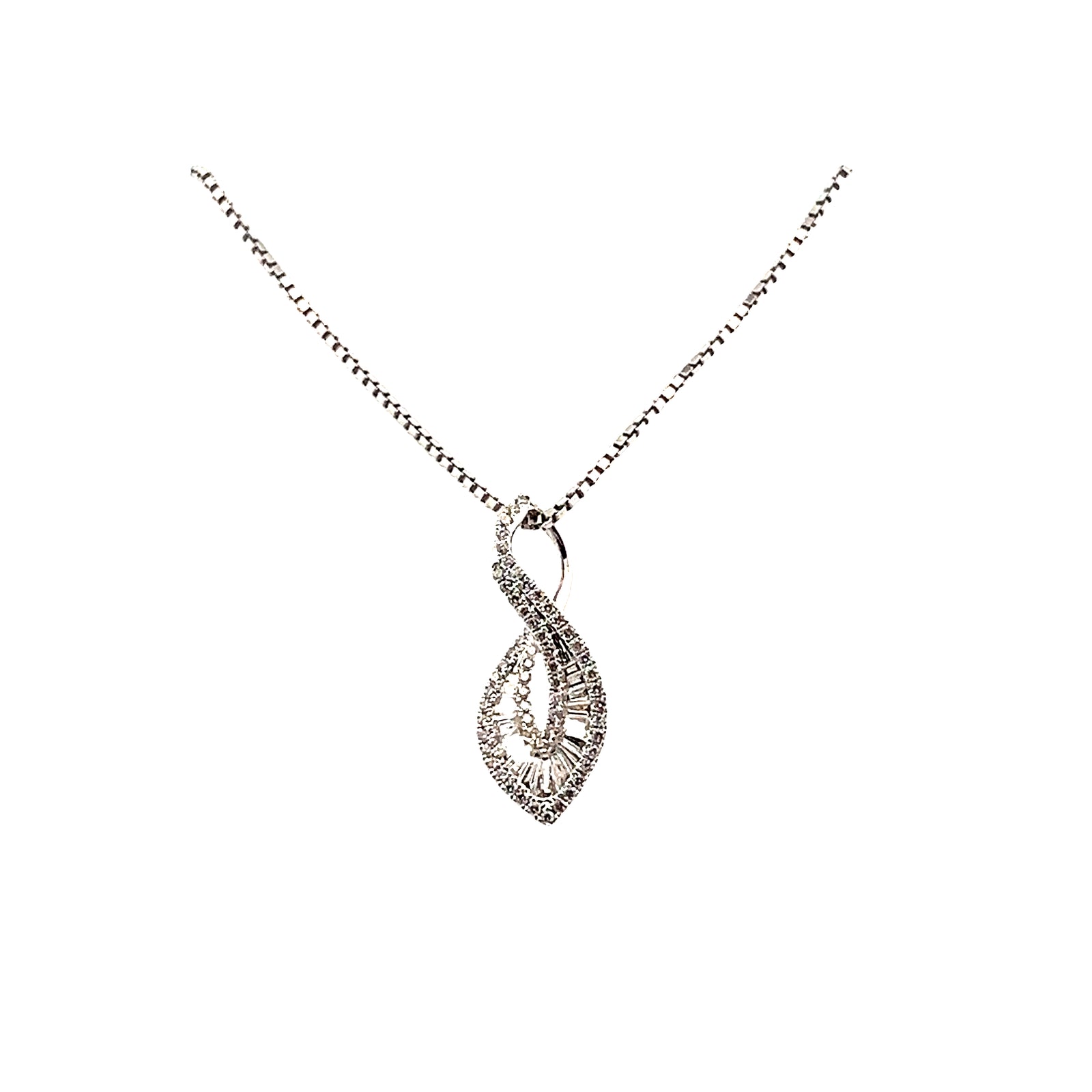 Elegant Shaped Diamond Pendant in 14k White Gold