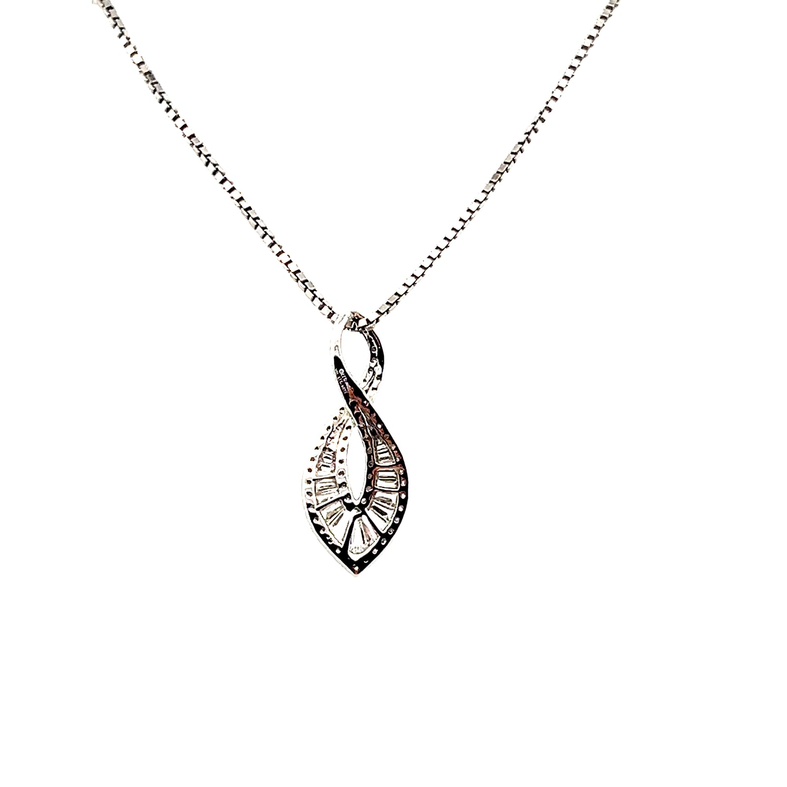 Elegant Shaped Diamond Pendant in 14k White Gold