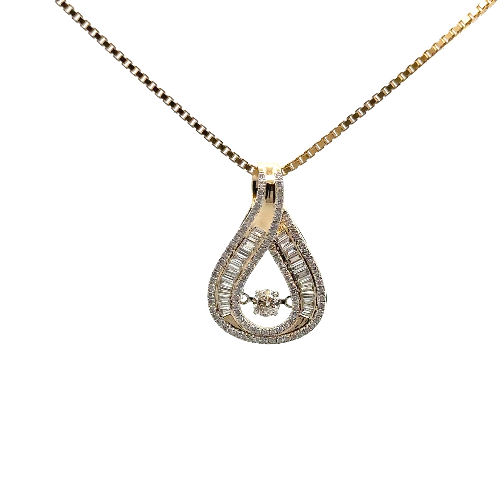 Elegant Shaped Diamond Pendant in 14k Yellow Gold