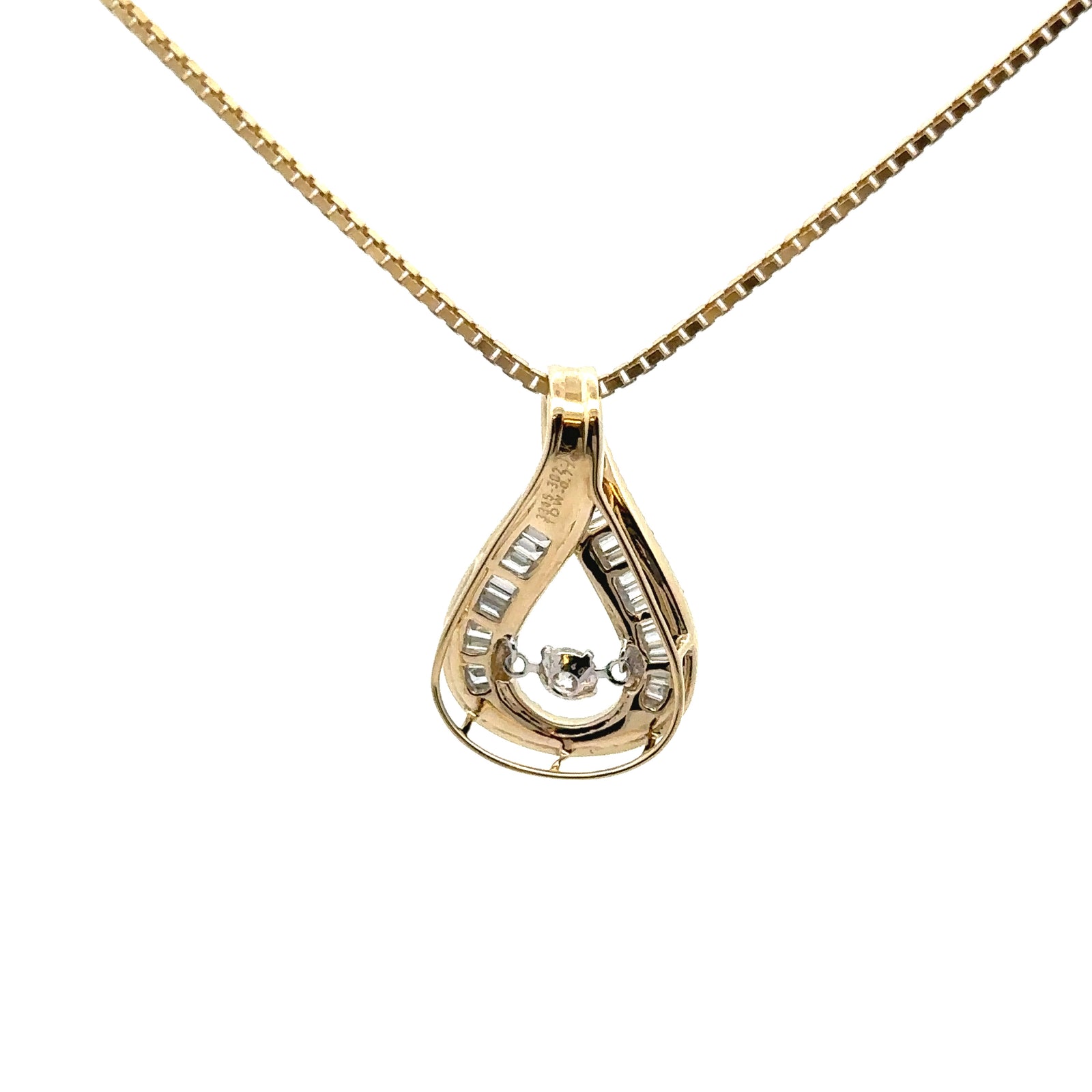 Elegant Shaped Diamond Pendant in 14k Yellow Gold