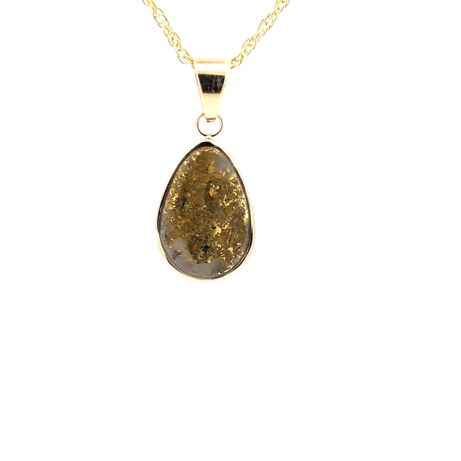 14k Yellow Gold Pendant with Natural Gold Quartz