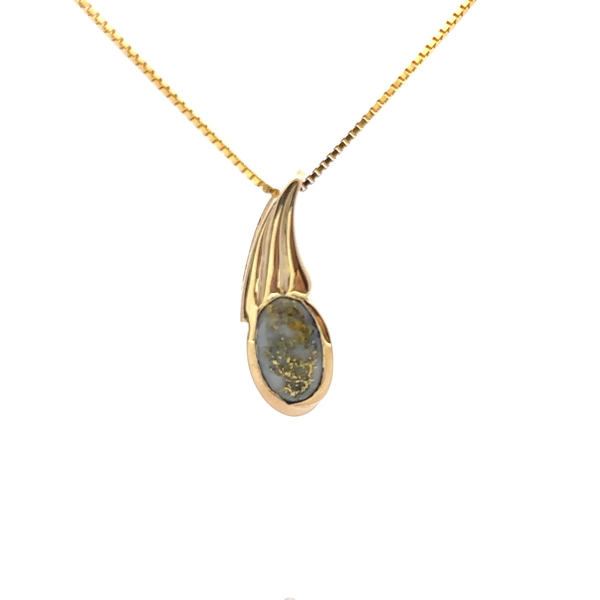 14k Yellow Gold Pendant with Natural Gold Quartz