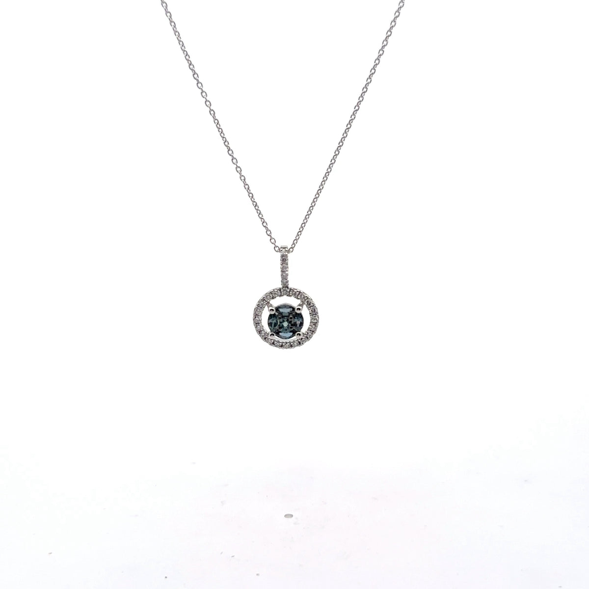 18k White Gold Pendant with Natural Alexandrites and Diamonds