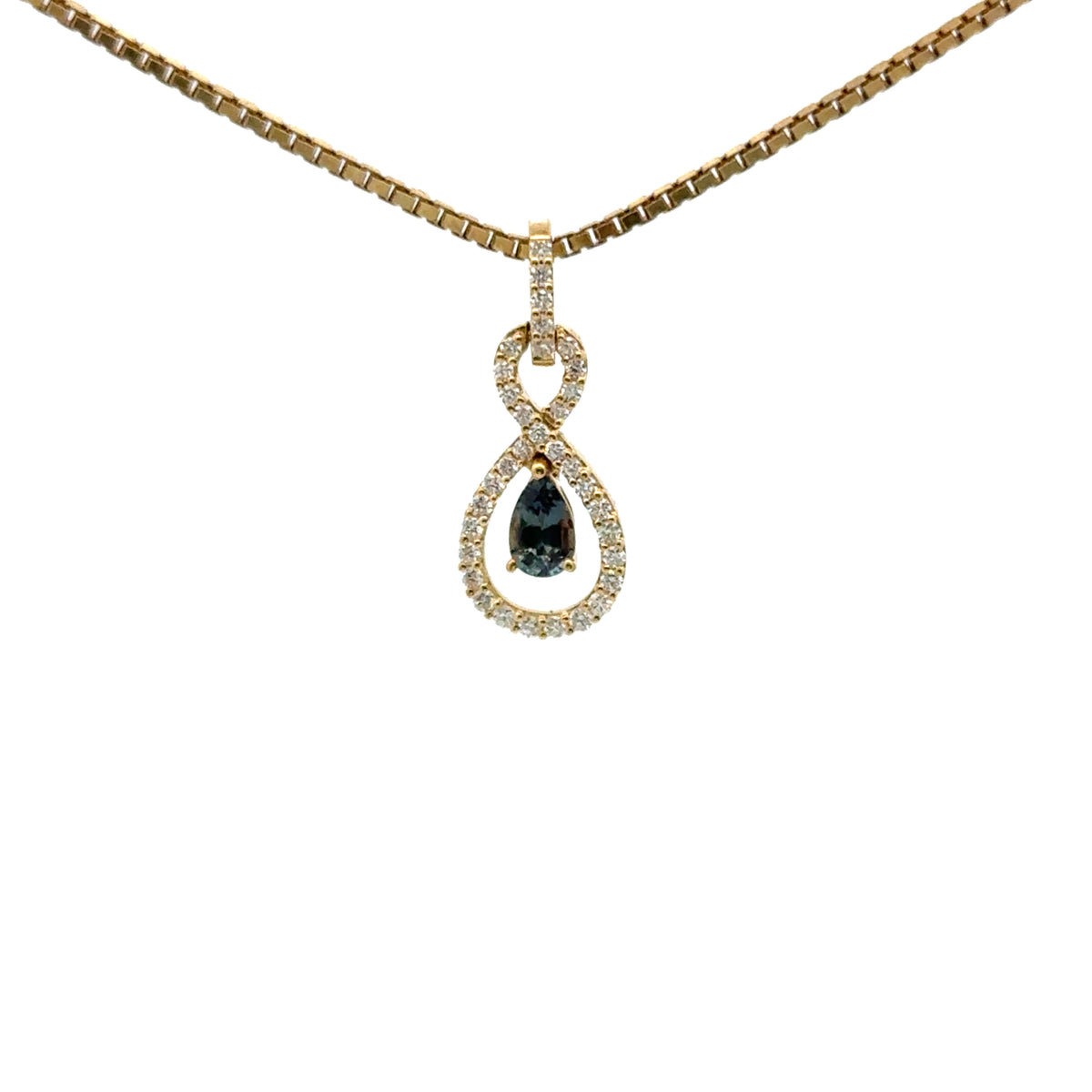 18k Yellow Gold Pendant with Natural Alexandrites and Diamonds