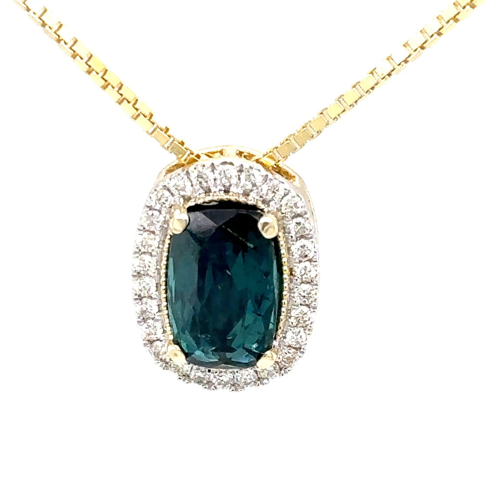 14k Yellow Gold Tourmaline and Diamond Pendant