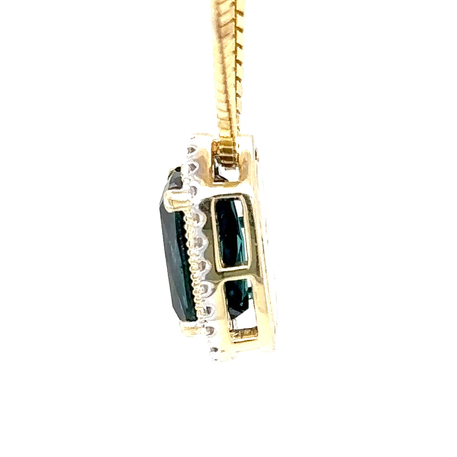 14k Yellow Gold Tourmaline and Diamond Pendant